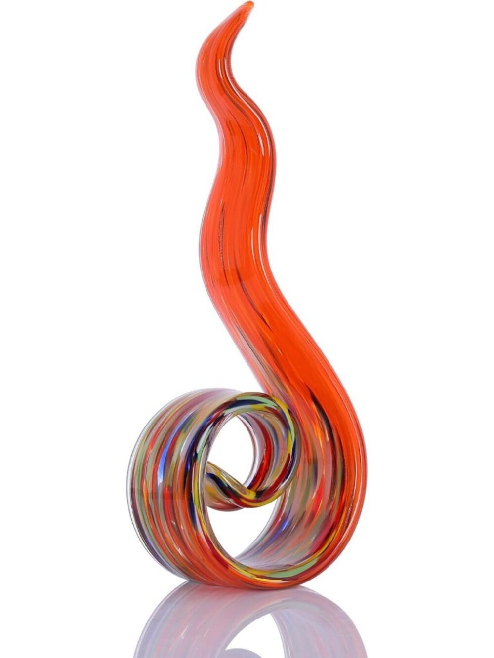 Hand Blown Orange Glass Sculptures - Abstract Art Figurines for Home Decor